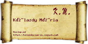 Kálazdy Mária névjegykártya